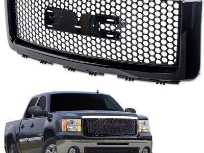 2007-2013 GMC SIerra 1500, Denali, 2009-2013 Hybrid Gloss Black Replacement Grill