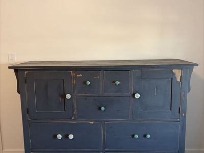 Distressed Blue/Gray Console Cabinet/Dresser
