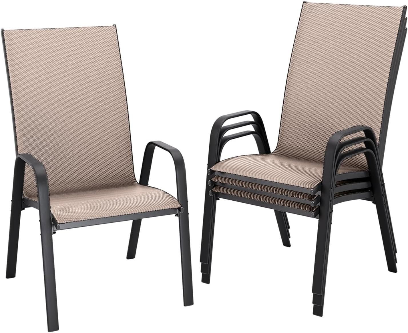 JEAREY Patio Dining Chairs Set of 4, Brown