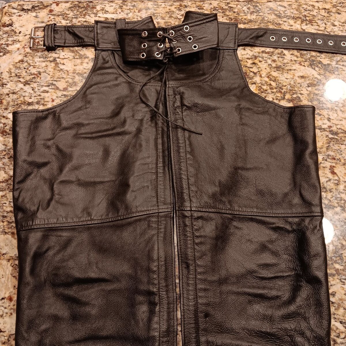 woman's motorcycle leather chaps