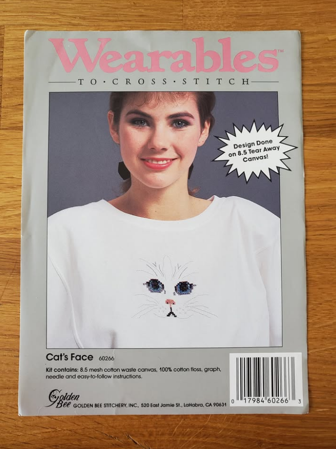 Wearables to Cross Stitch Cat’s Face Kit