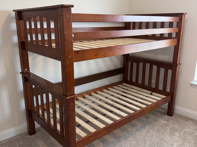 Convertible Wood Bunk Bed, Two Twin Beds