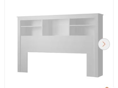White Queen Headboard With Shelves