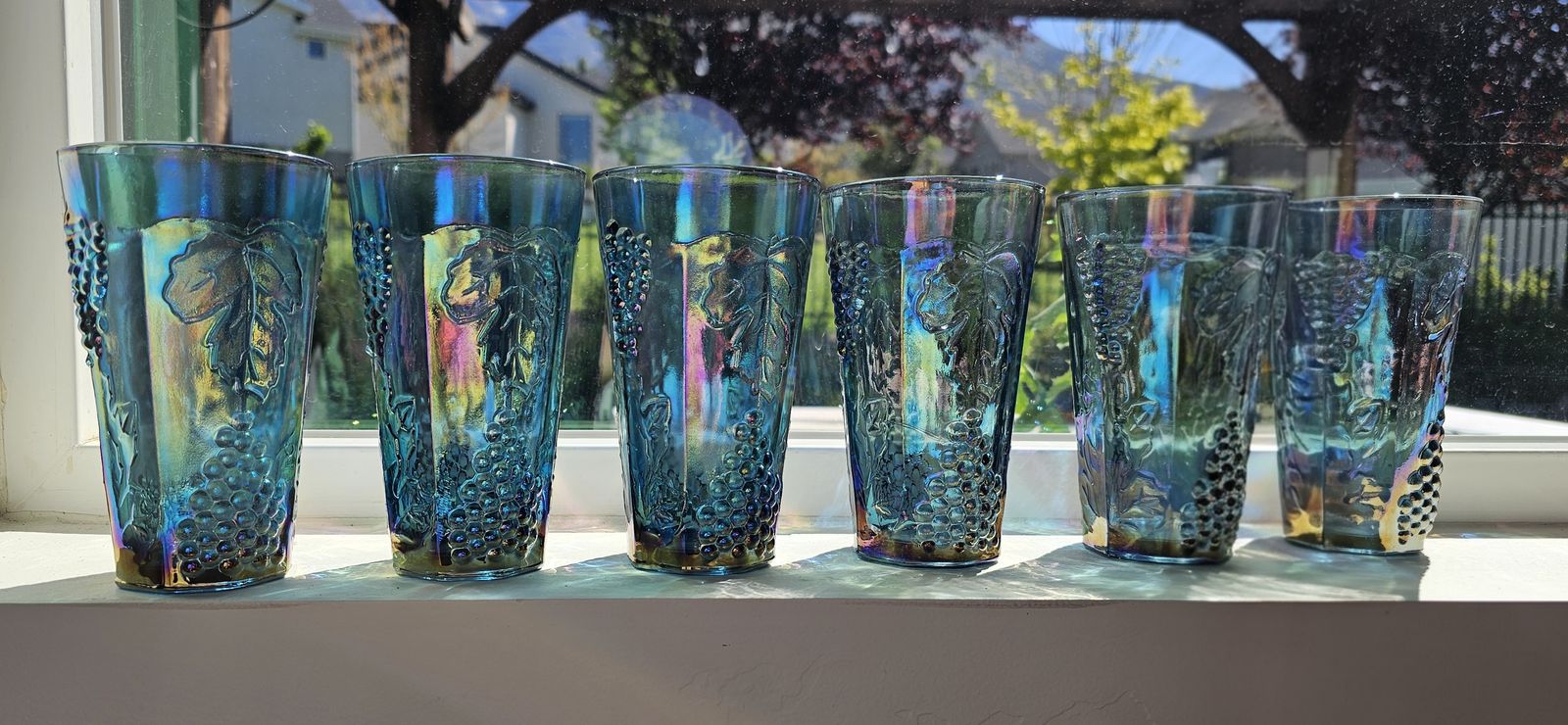 Vintage Blue Carnival Glass Tumblers – Set of 6 or Individual