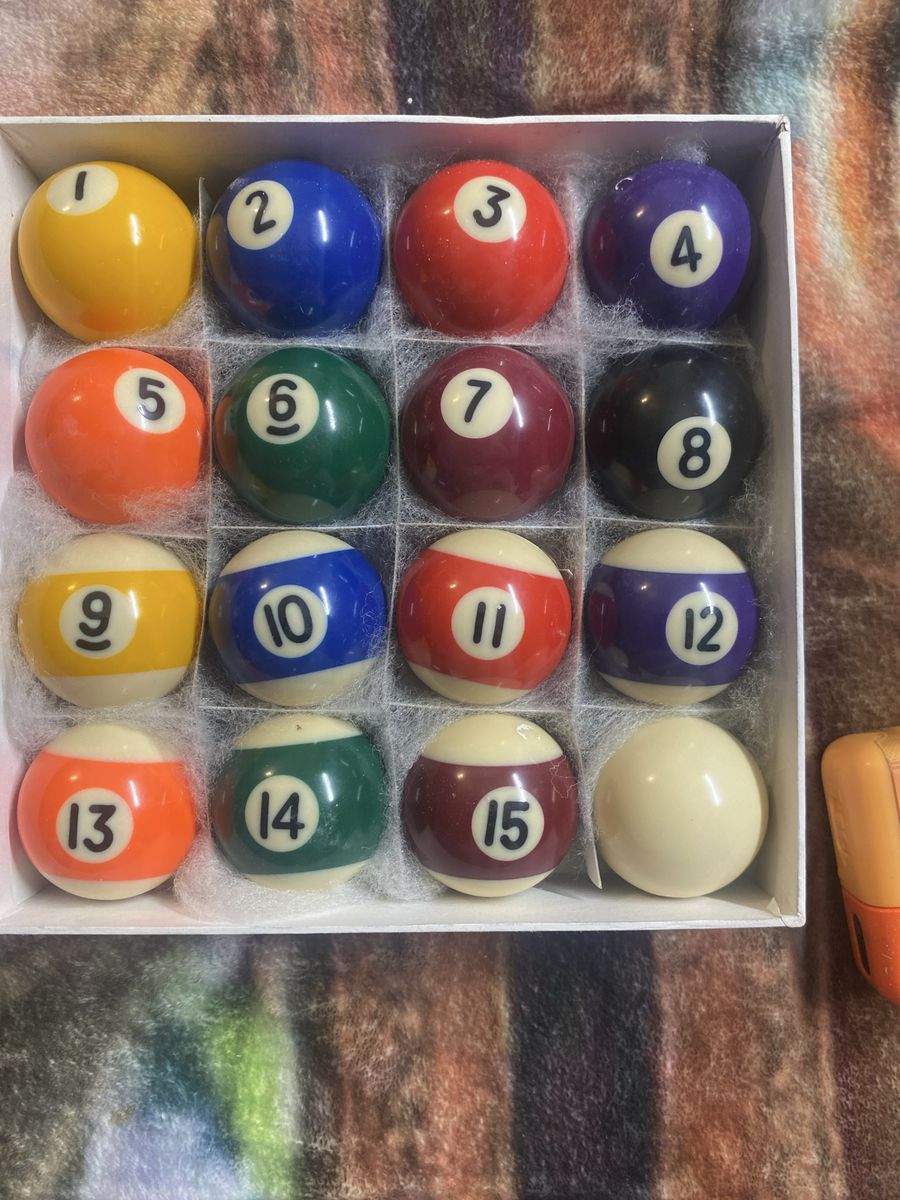 Complete mini Billiard Pool Ball Set with Cue Ball - Full 16 Balls for collecting or small table
