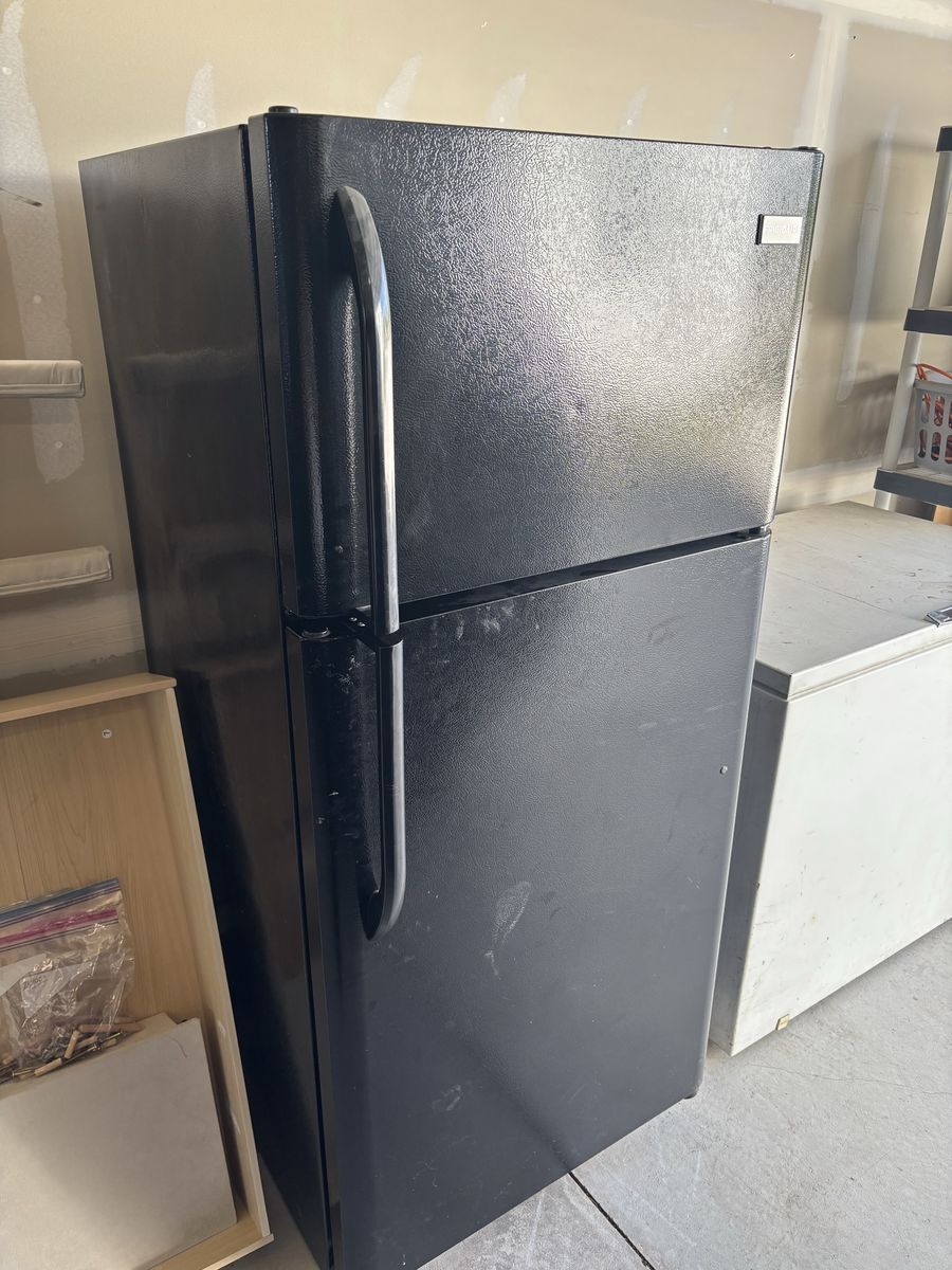 Frigidaire Top Freezer Refrigerator - Black, Compact Size, Garage Ready