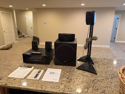 Denon/Polk audio five channel surround sound receiver and speakers