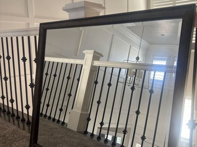 Large Framed Mirror - Dark Wood Finish, Floor or Wall Mountable