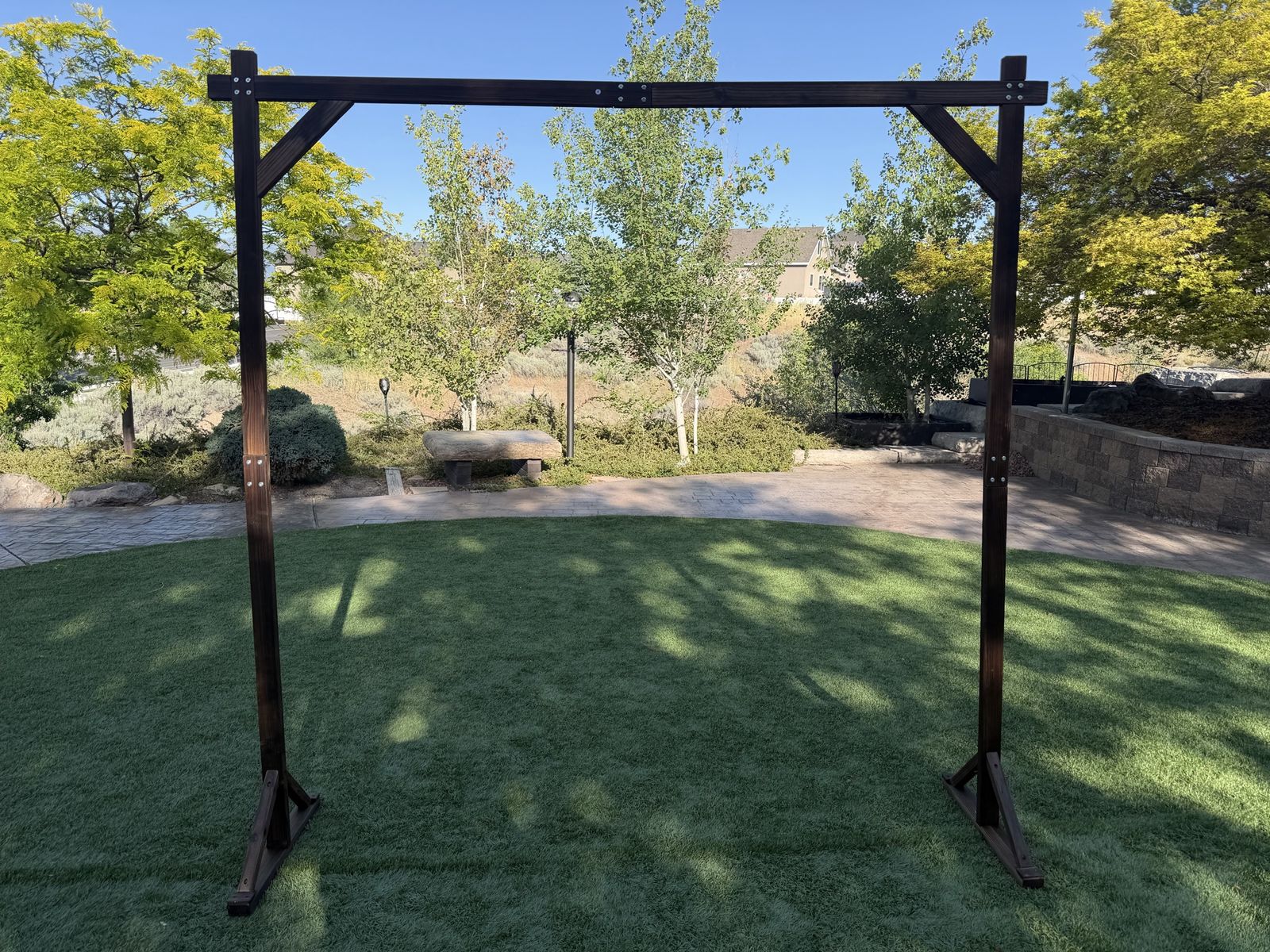 Wooden Wedding Arch - Dark Stain, Sturdy Design for Ceremonies & Events