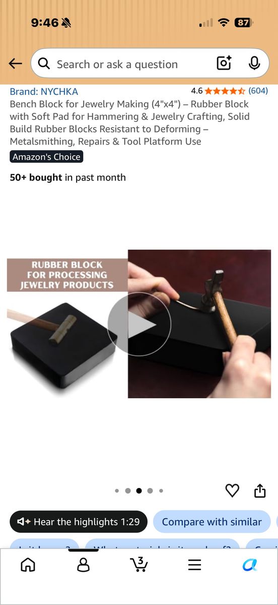 NYCHKA Rubber Bench Block for Jewelry Making (4" x 4")
