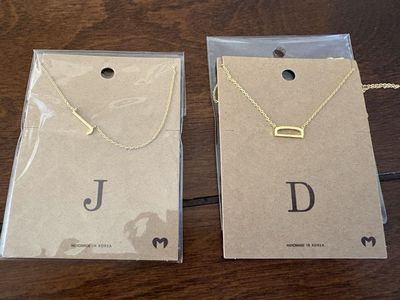 New Gold Tone Sideways Letter Necklace - J or D