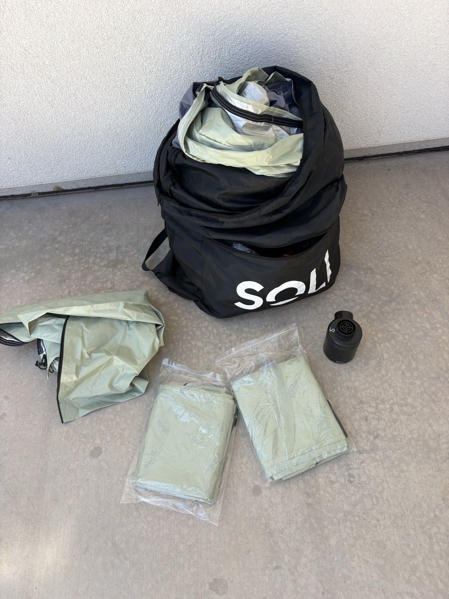 SOLI Inflatable sunshade tent with Pump, Carrying Bag, zip in walls. Ez up sunshade. 
