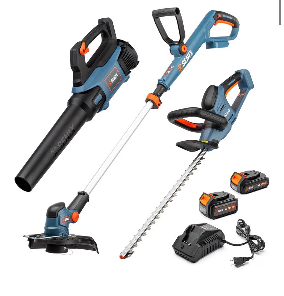 New 3 Piece 20V Cordless Trimmer Blower Hedge Kit