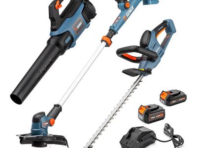New 3 Piece 20V Cordless Trimmer Blower Hedge Kit