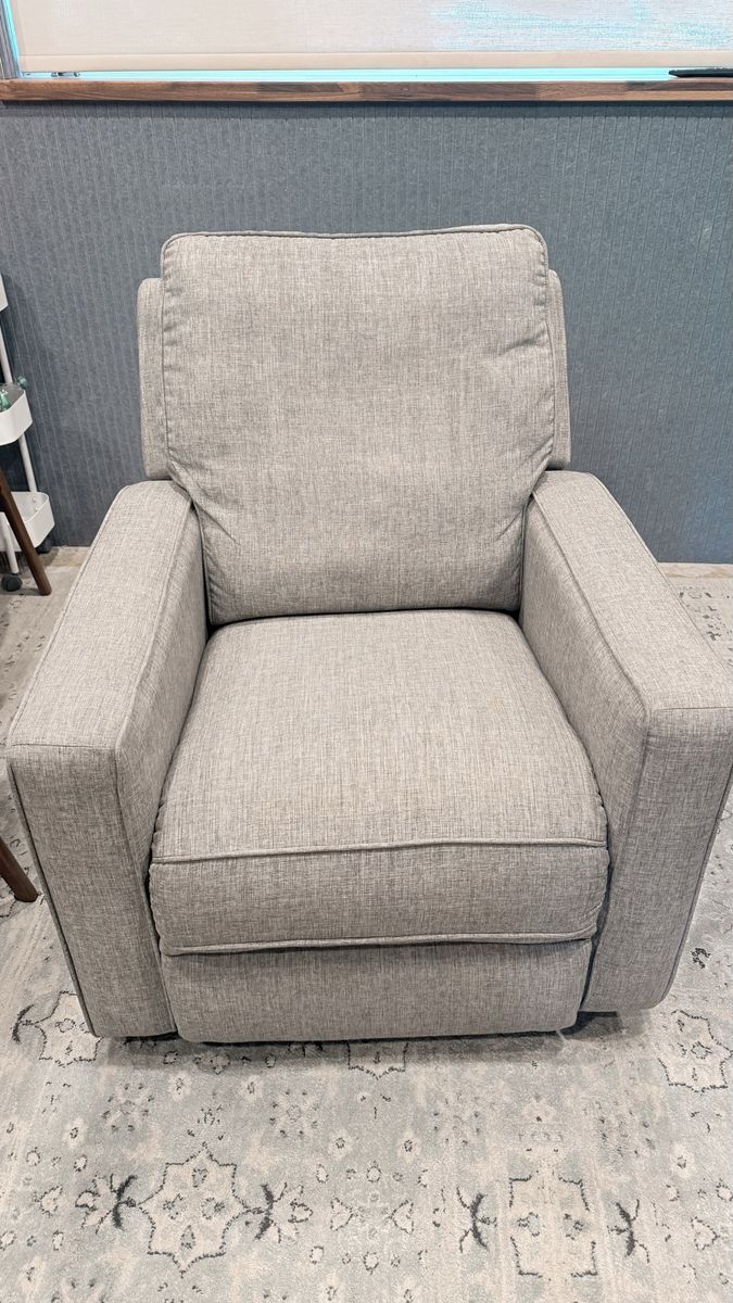 Upholstered Recliner Armchair Light Gray Fabric Manual Reclining Chair 33.5" Wide