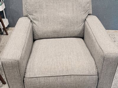 Upholstered Recliner Armchair Light Gray Fabric Manual Reclining Chair 33.5" Wide