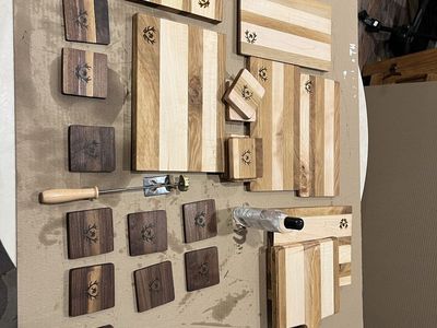 Handmade Wooden Cutting Boards & Coasters - Deer Antler Engraving - Hardwood Kitchen Decor