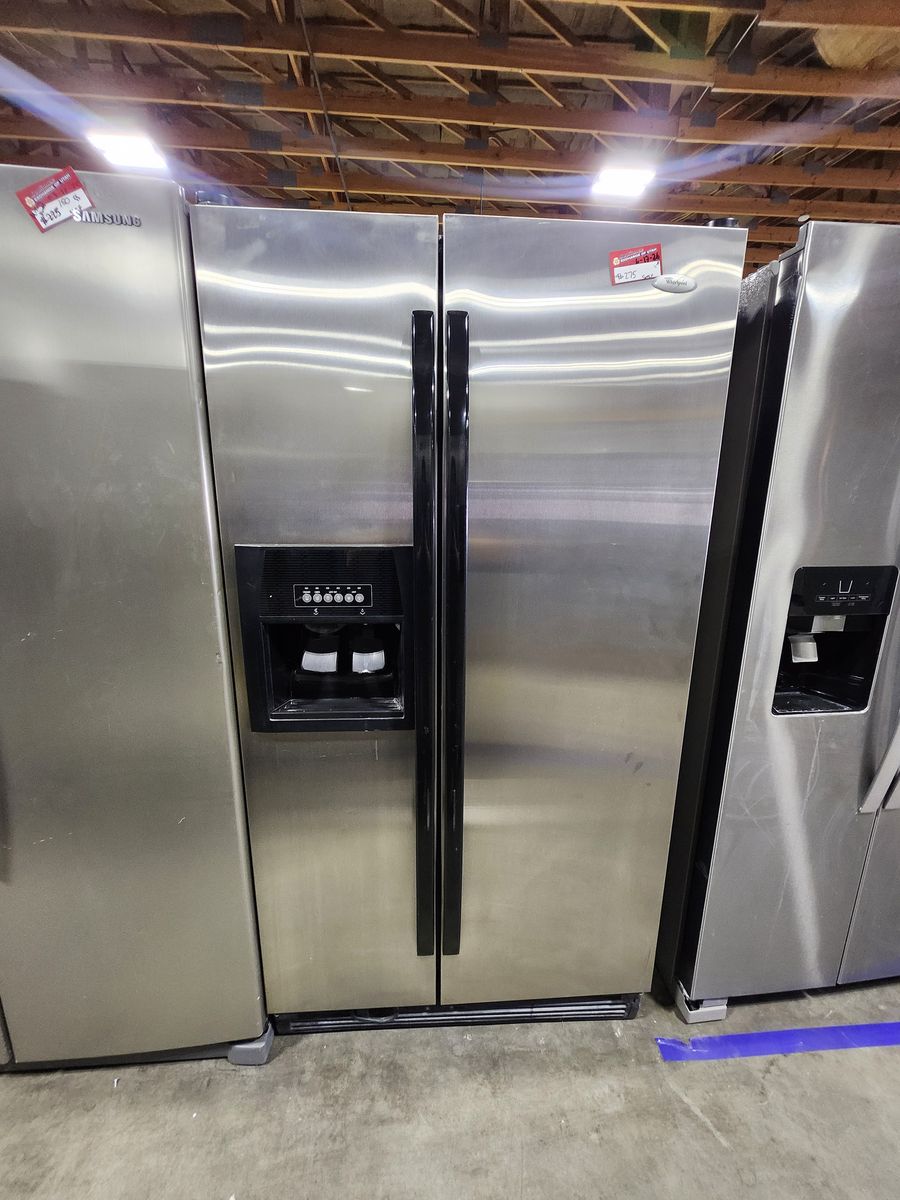 Whirlpool Stainless Steel Side-by-Side Refrigerator With a Full Warranty!