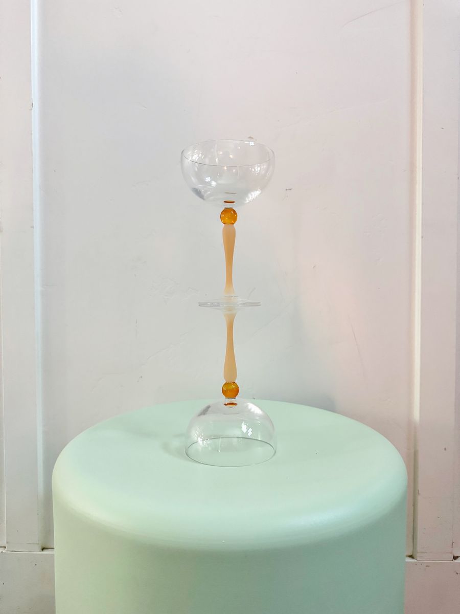 2 Vintage Crystal Champagne Coupe Glasses