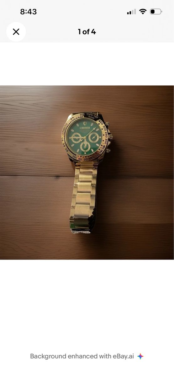 Chenxi Gold Toned Green Face Men’s Luxury Wrist Watch New In Box With Tags