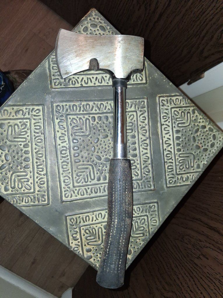 Vintage All-Steel Hatchet Camp Axe with Nail Puller and Rubber Grip Handle