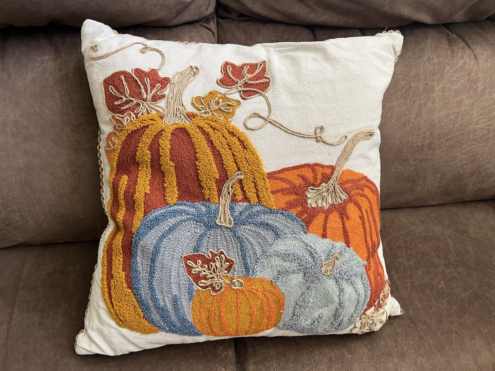 Autumn Embroidered Decorative Pillow