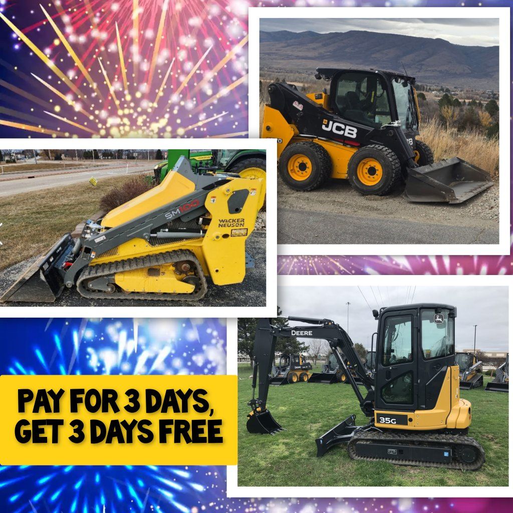 PIONEER DAY RENTAL SPECIALS- HEAVY EQUIPMENT AVAILABLE