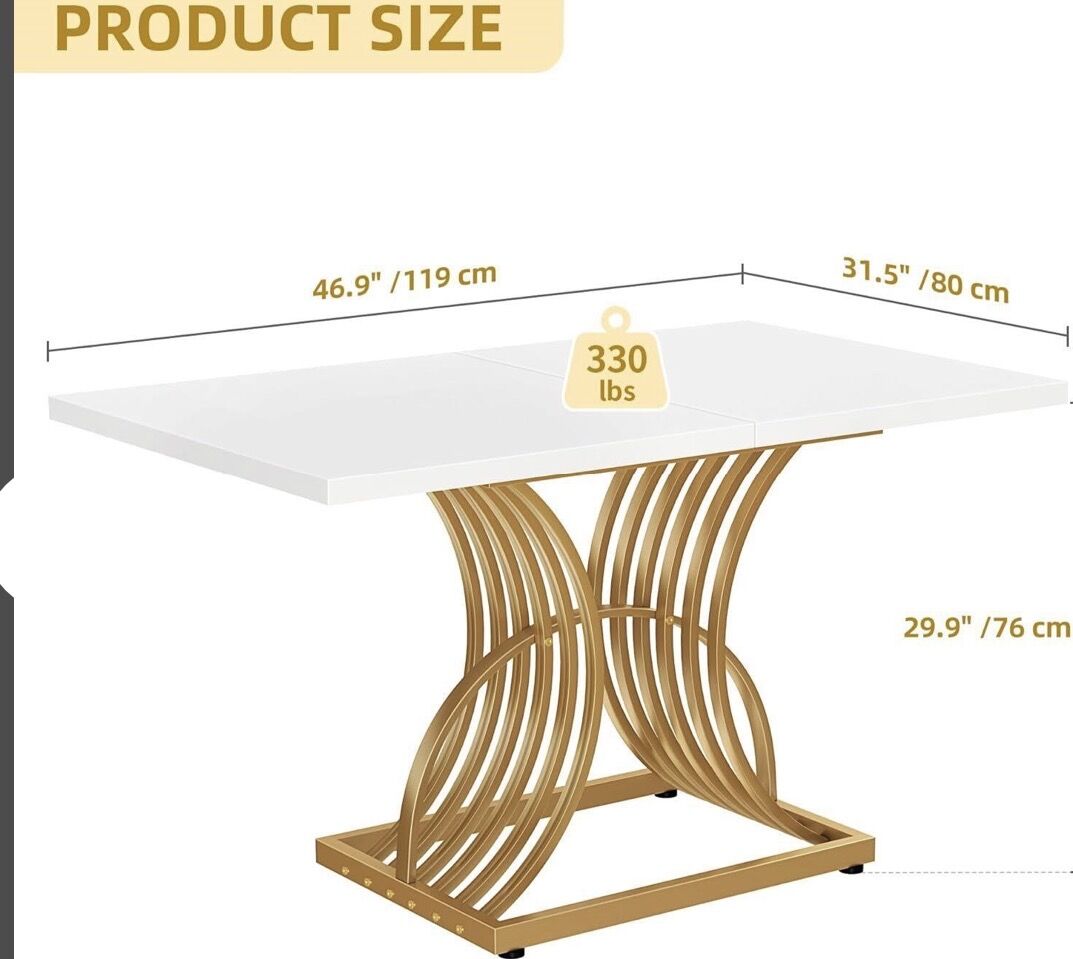White gold dining table for 4