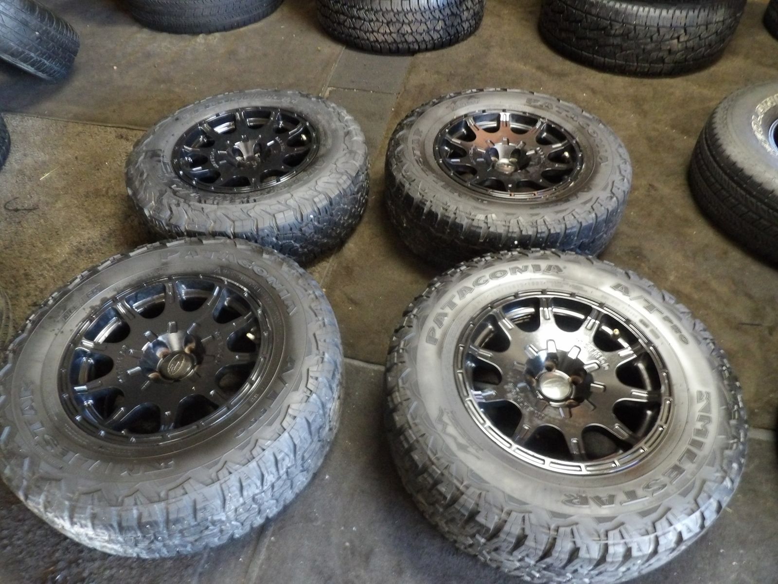 SET OF USED 15" METHOD WHEELS 5X100 AND TIRES 215/75R15
