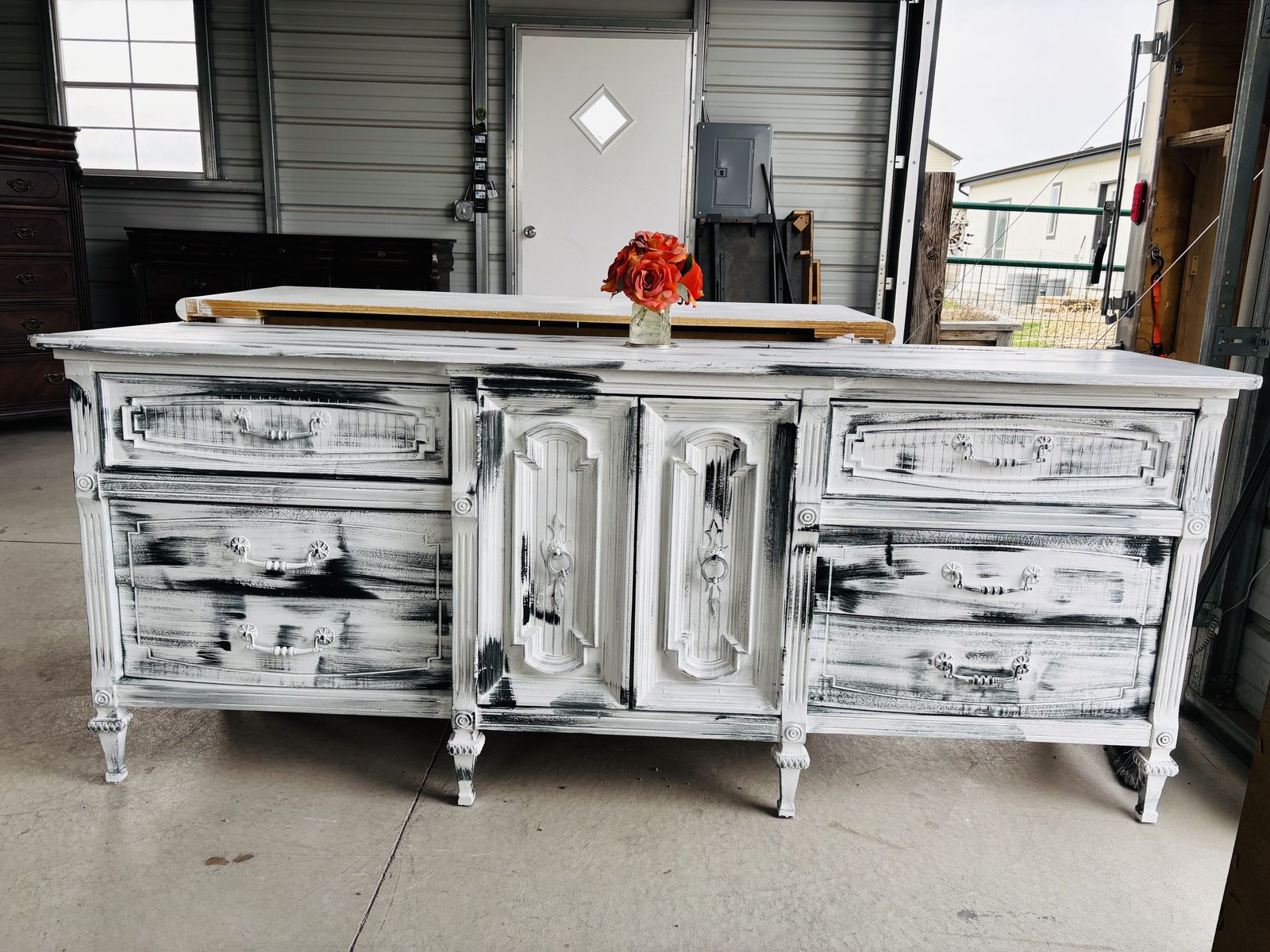 White & Black ShaBby Dresser