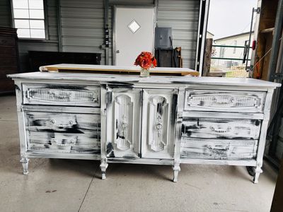 White & Black ShaBby Dresser