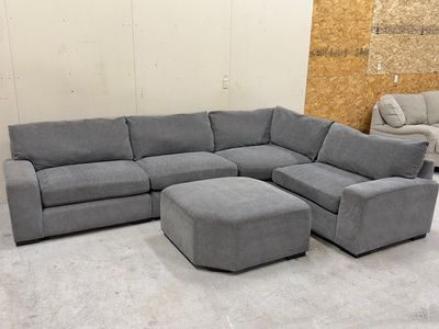 FREE DELIVERY - Large Gray Sectional Couch w/ Ottoman