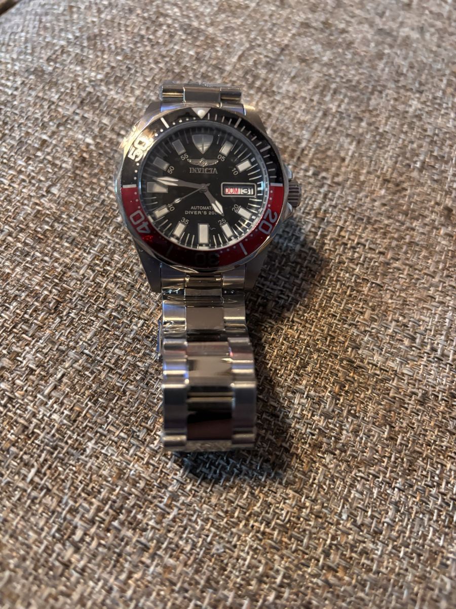 Invicta Automatic Diver's 200m Stainless Steel Men's Watch - Black/Red Bezel