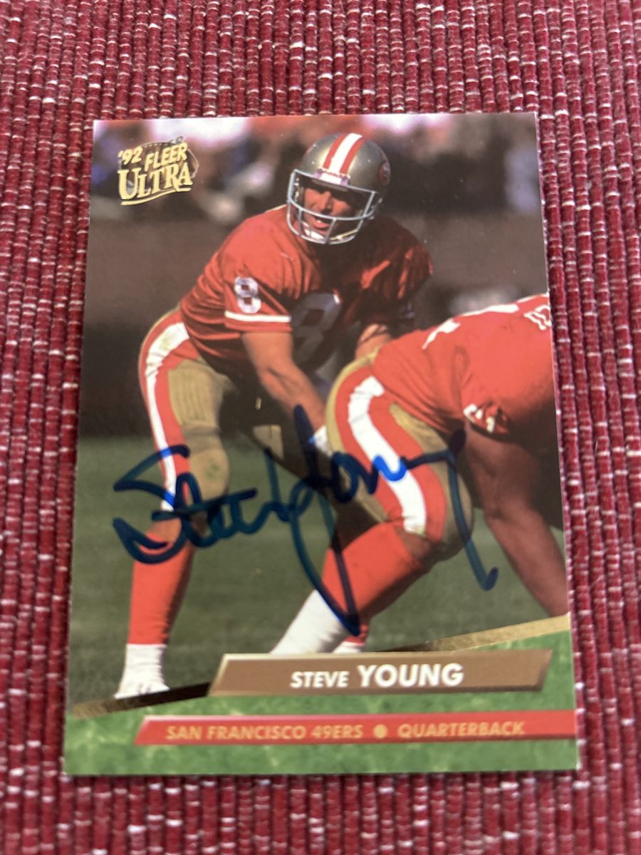 1992-93 Fleer Ultra Steve Young Autograph BYU San Francisco 49ers Hand Signed Auto NFL Football Card
