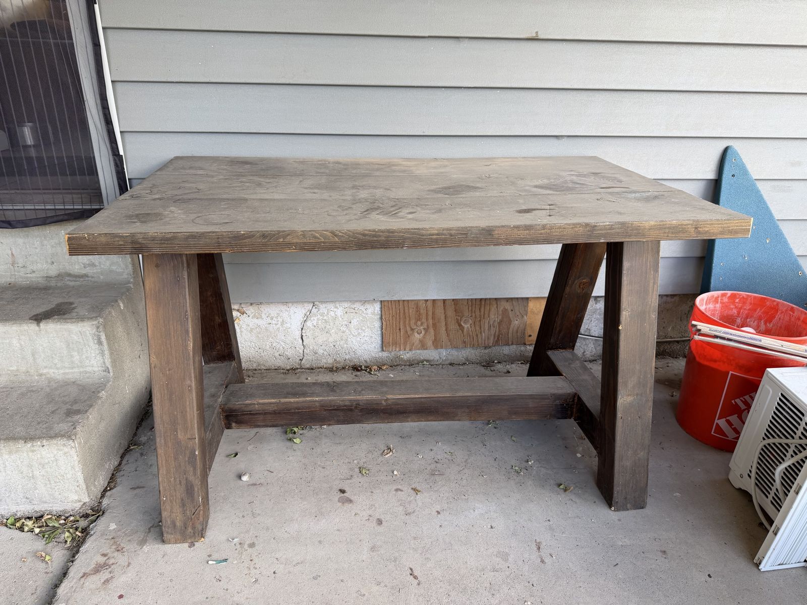 Rustic Wood Table - 48" L x 28" W x 28.5" H - Sturdy Dinner/Desk/Shop Table