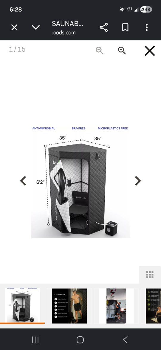 SaunaBox SmartSteam Pro Portable Home Sauna w/ Red Light Therapy & Chair - New