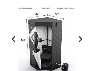 SaunaBox SmartSteam Pro Portable Home Sauna w/ Red Light Therapy & Chair - New