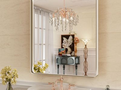 New 36X30 Inch Brushed Nickel Bathroom Mirror, Brushed Silver Metal Frame Mirror