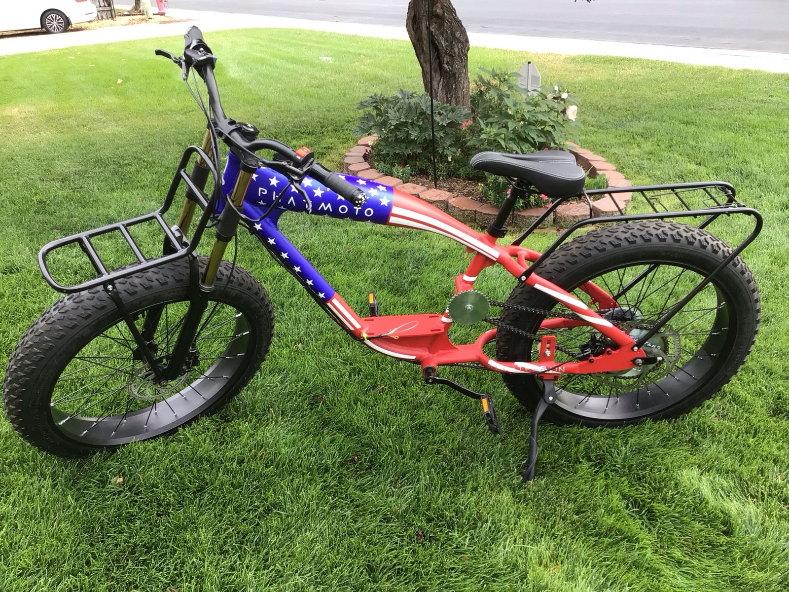 Phat Moto Fat Tire Cruiser Bicycle USA Flag Patriotic Design