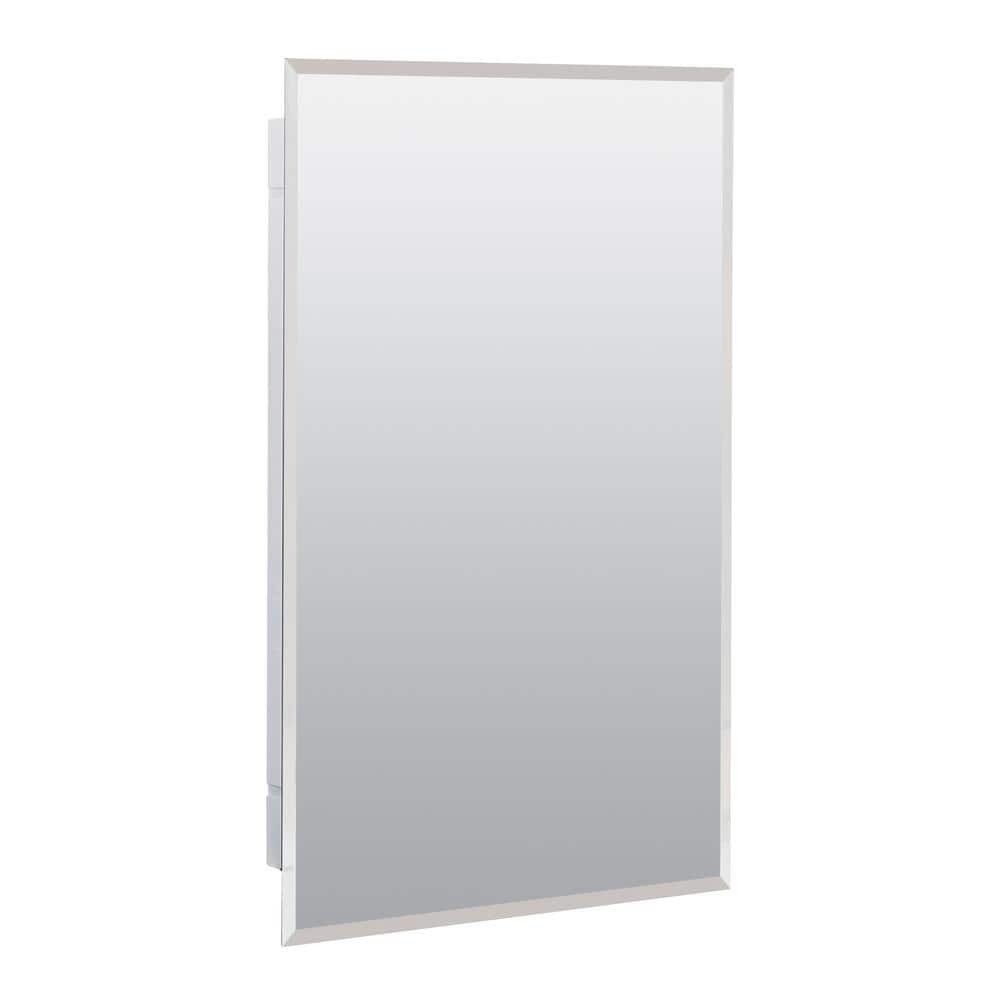 16 in. W x 26 in. H Rectangular Recessed or Surface Mount Frameless Beveled Mirror Medicine Cabinet