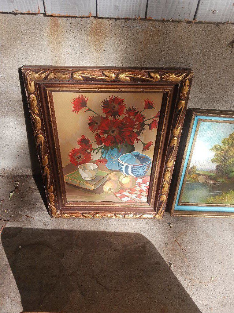 Paint by number red flower plant 16"x20 1/2"