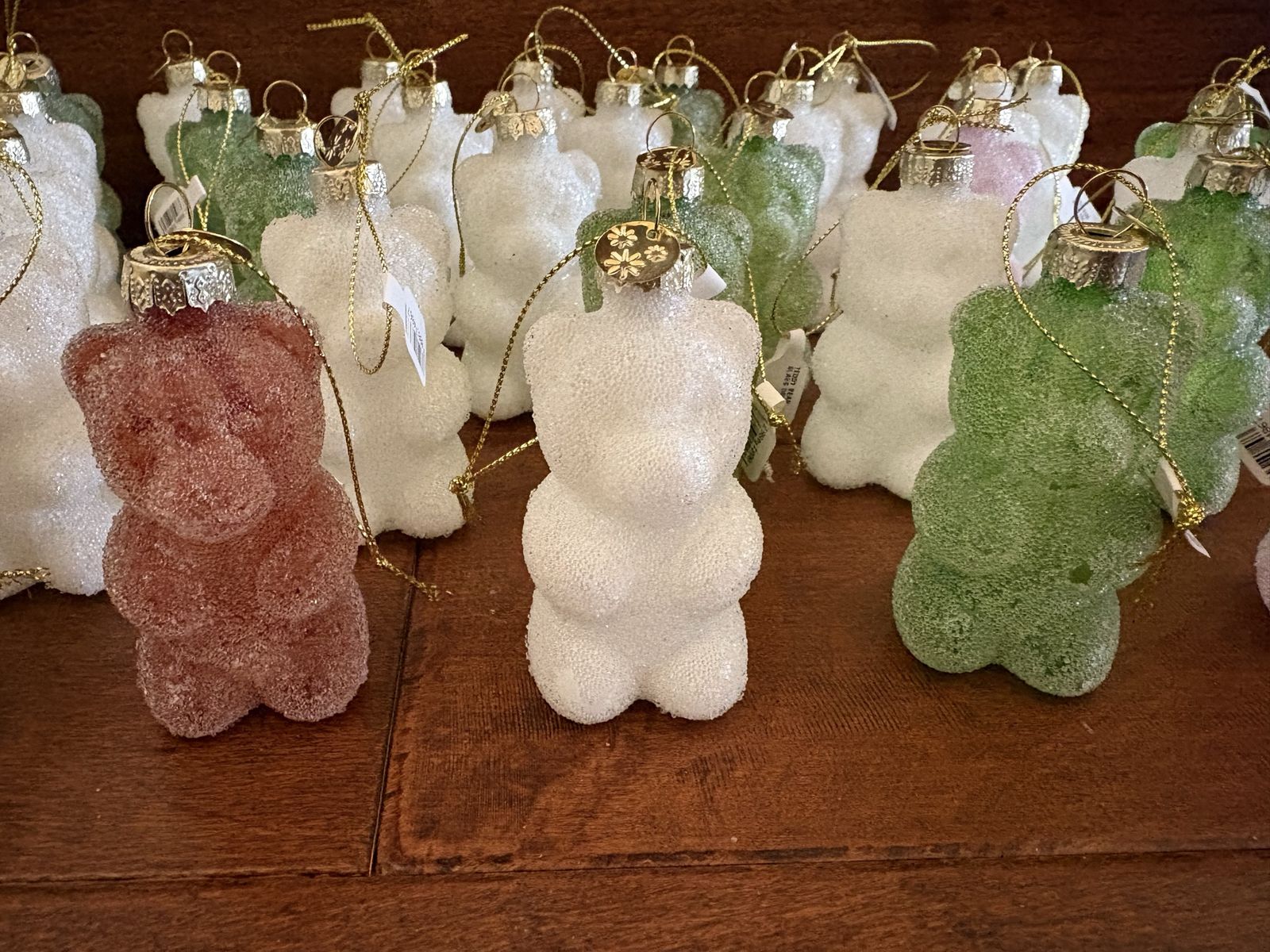 34 New Sugar-Frosted Glass Bear Ornaments 
