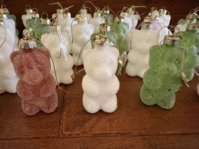 34 New Sugar-Frosted Glass Bear Ornaments