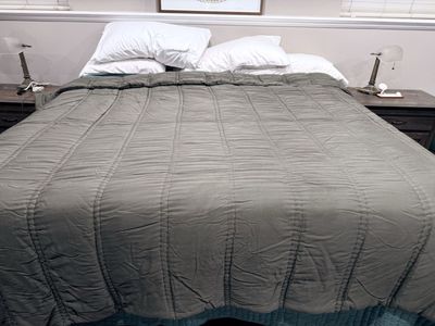 Pottery Barn King sized Grey comforter