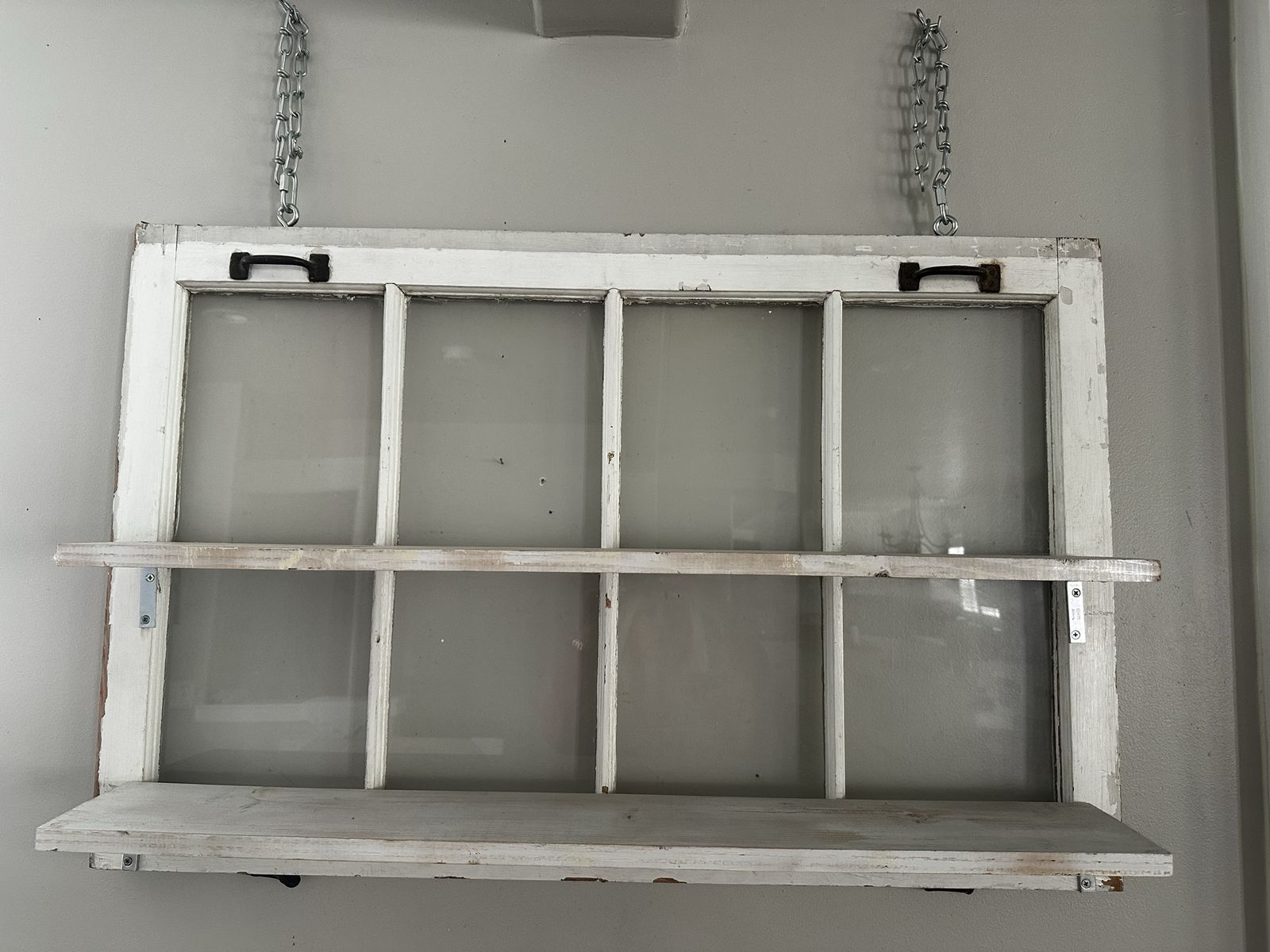 Vintage Repurposed Window Frame Wall Shelf - Rustic Shabby Chic Decor