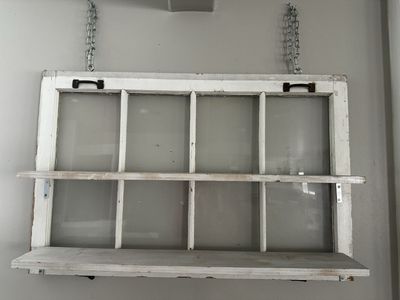 Vintage Repurposed Window Frame Wall Shelf - Rustic Shabby Chic Decor