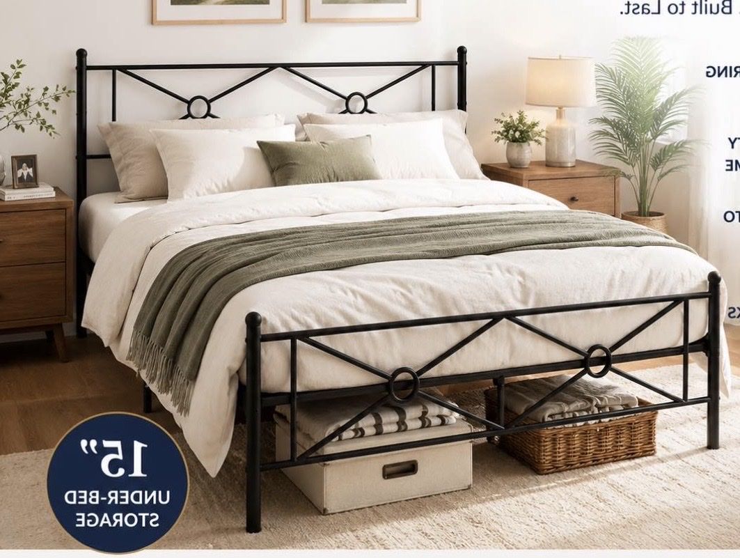 Queen Bed Frame with Headboard & Footboard — Brand New