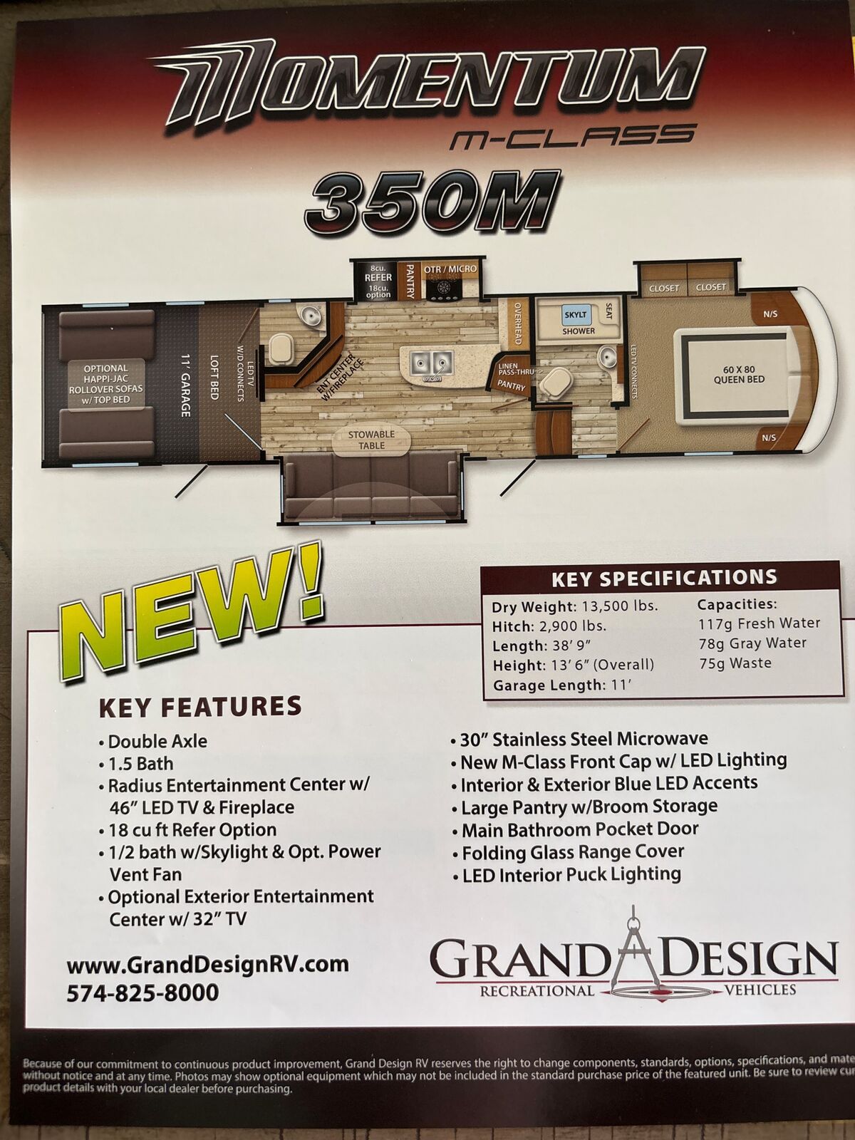 2015 Grand Design Momentum 350M toy hauler