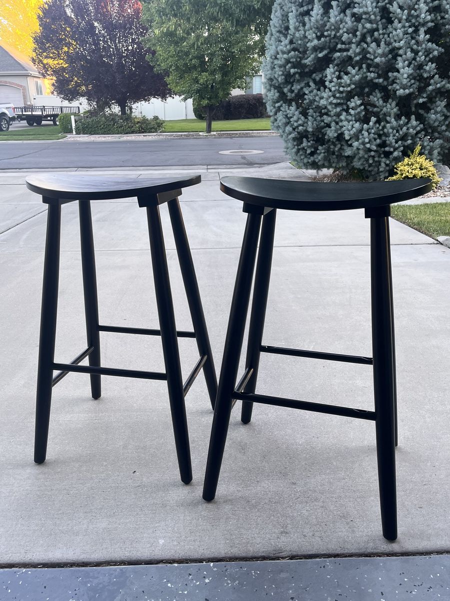 2 Black wooden bar stools 30" height