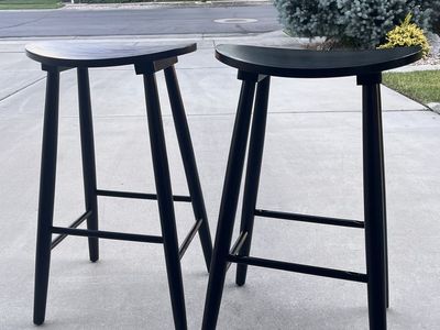 2 Black wooden bar stools 30" height